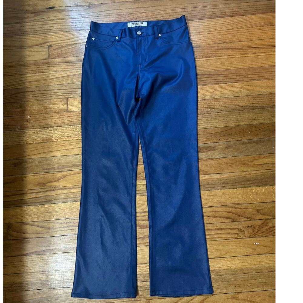 Paris Blues Y2K Shiny Blue Bootcut Pants 11 Retro Low Rise Trendy Style